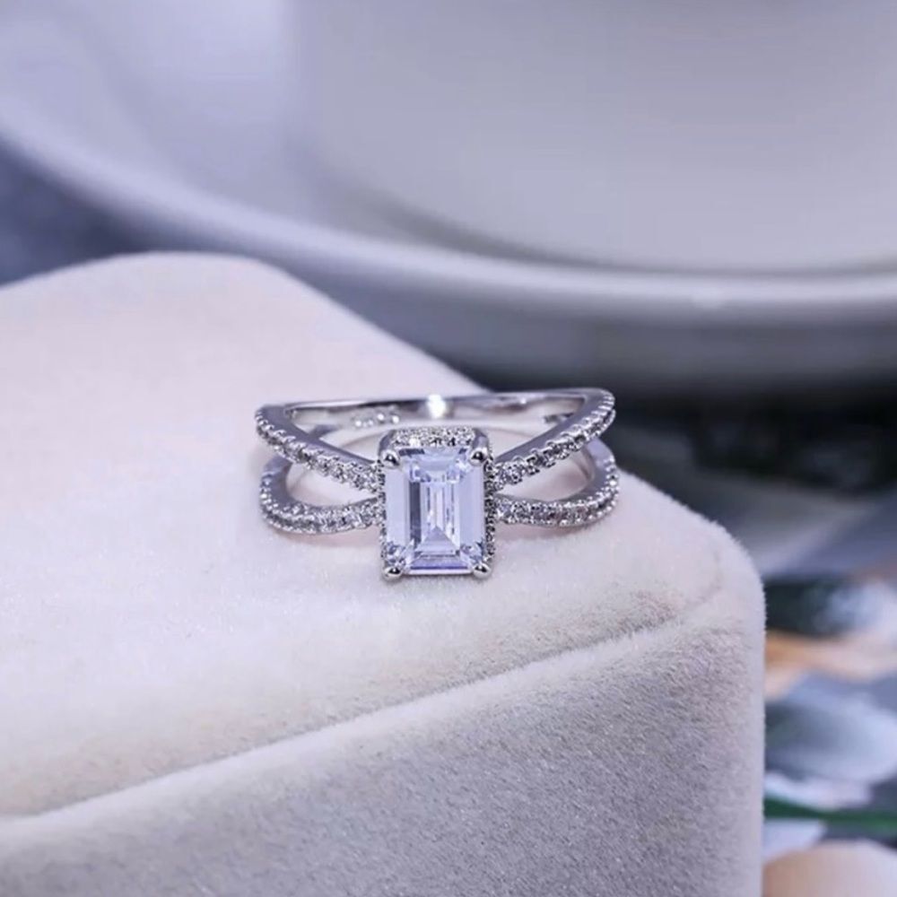 925 Sterling Silver Princess Cut Cubic Zirconia Ring